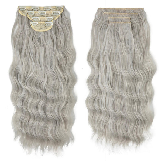 16/89A - SUPER THICK 22” 4 PIECE WAIST Length WAVE CLIPS IN HAIR Extensions