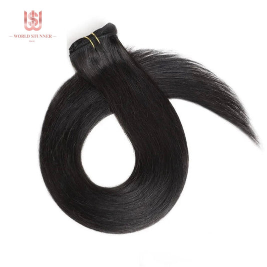 1B BLACK - SUPER THICK 22” 7 PIECE STRAIGHT CLIPS IN HAIR EXTENSIONS