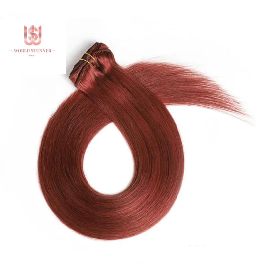 35 RED - SUPER THICK 22” 7 PIECE STRAIGHT CLIPS IN HAIR EXTENSIONS