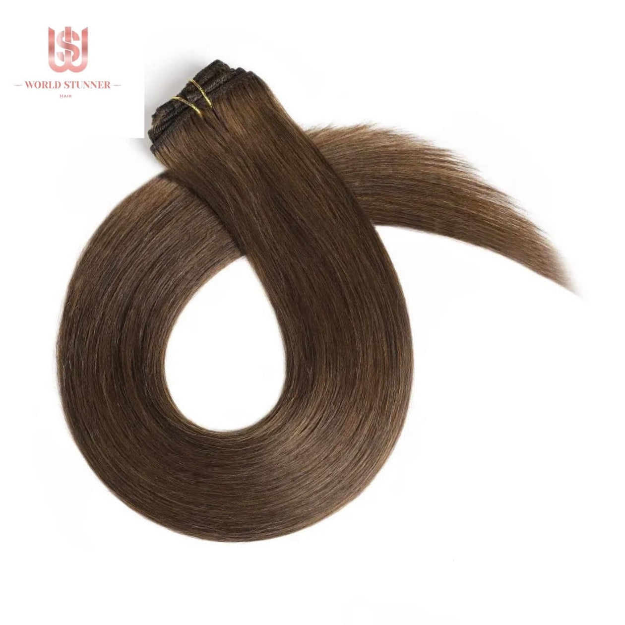 6A# BROWN - SUPER THICK 22” 7 PIECE STRAIGHT CLIPS IN HAIR EXTENSIONS
