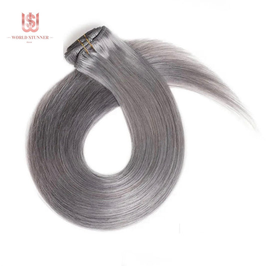 10A# SILVER - SUPER THICK 22” 7 PIECE STRAIGHT CLIPS IN HAIR EXTENSIONS