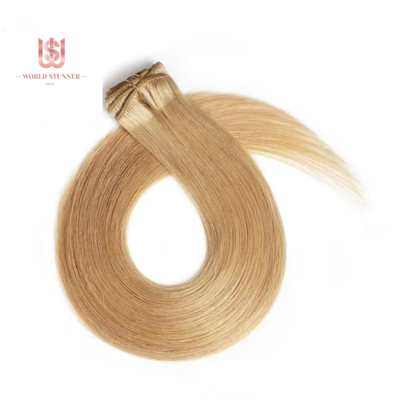 27 BLONDE - SUPER THICK 22” 7 PIECE STRAIGHT CLIPS IN HAIR EXTENSIONS