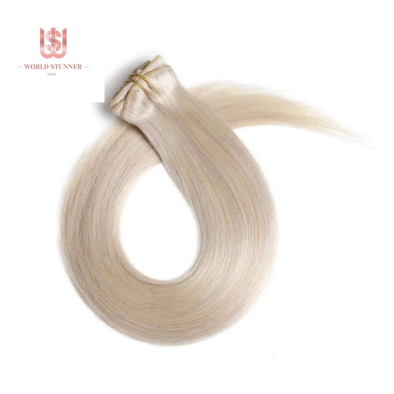 60A BLONDE - SUPER THICK 22” 7 PIECE STRAIGHT CLIPS IN HAIR EXTENSIONS