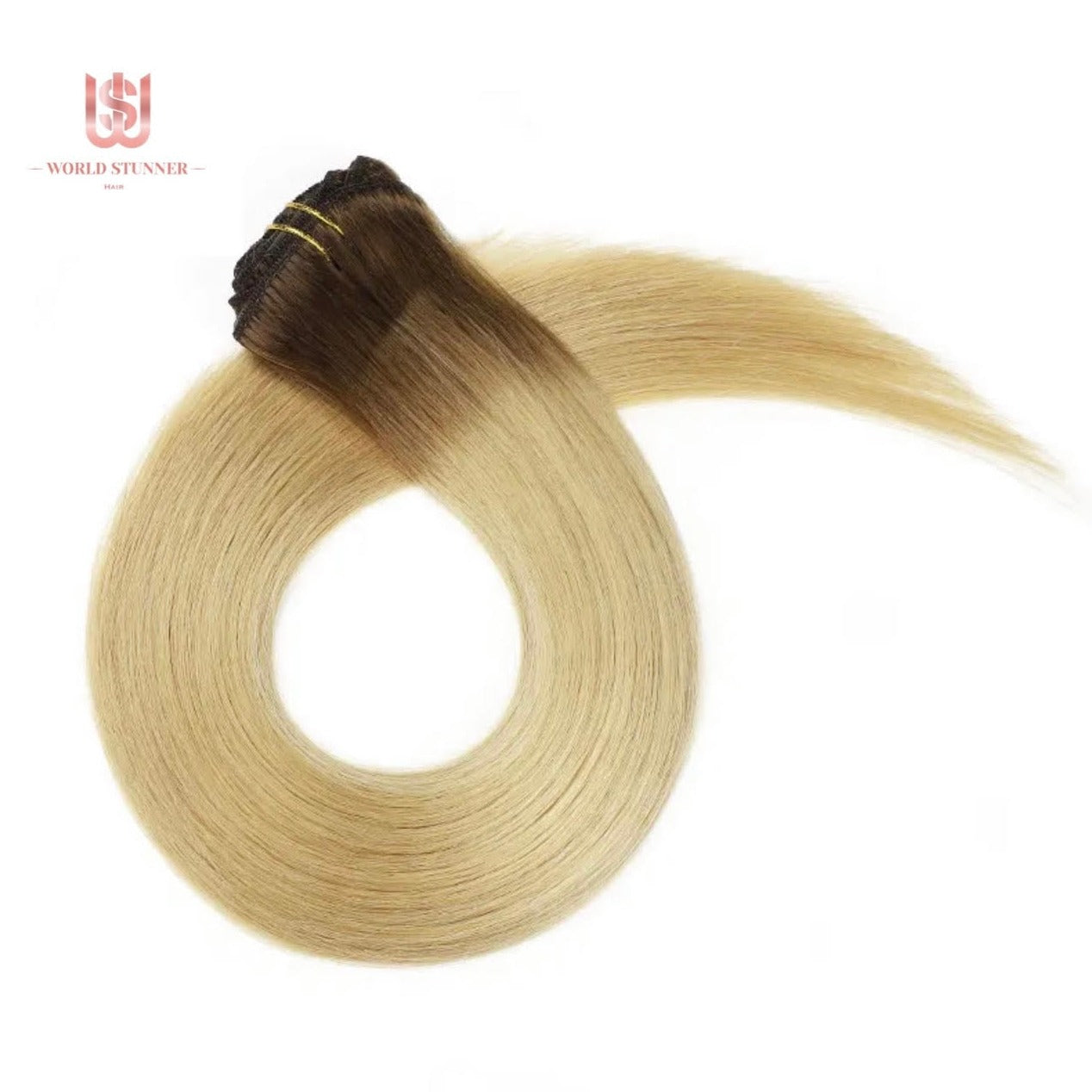 8T/24 BLONDE - SUPER THICK 22” 7 PIECE STRAIGHT CLIPS IN HAIR EXTENSIONS