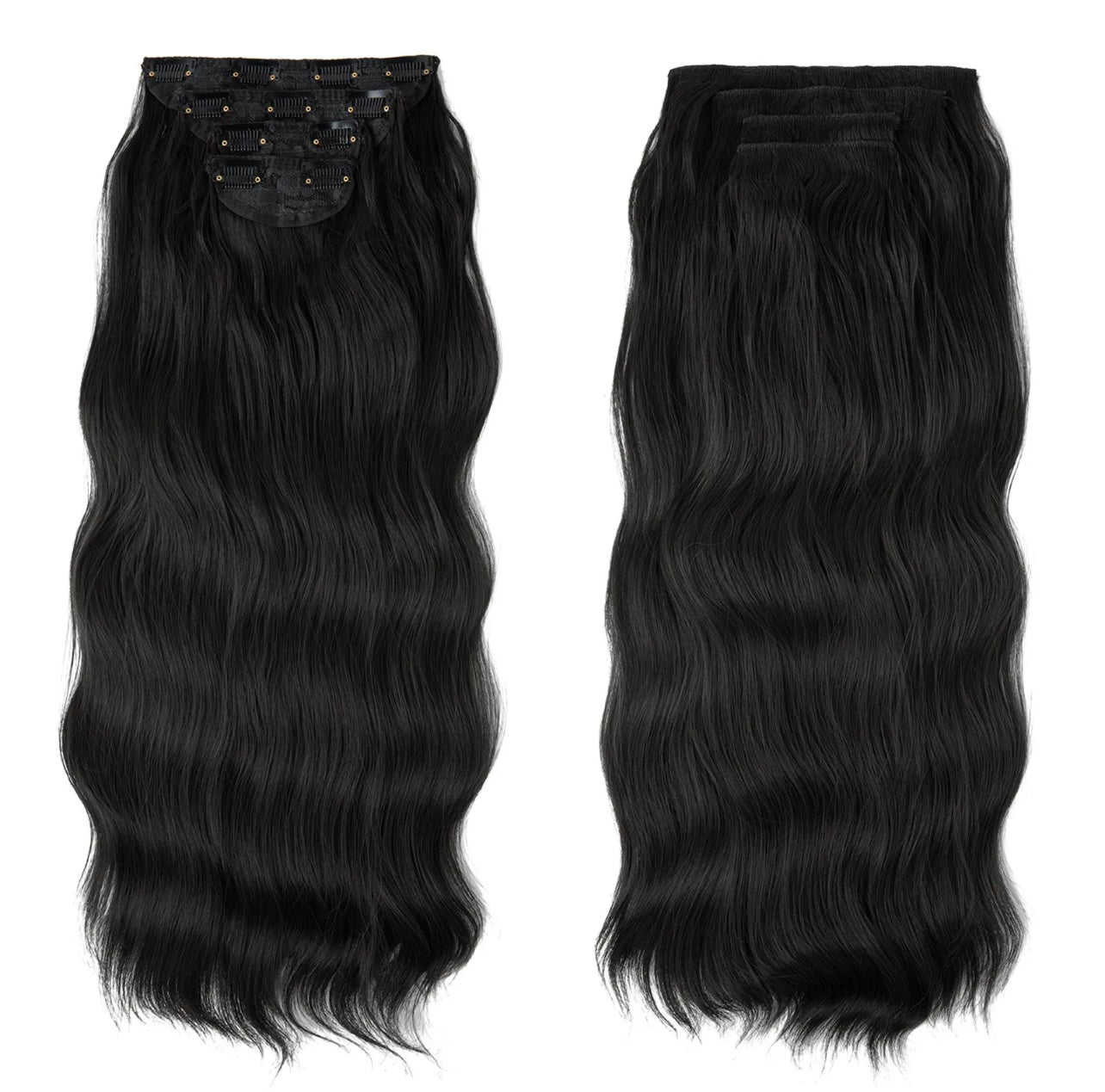 1B - SUPER THICK 22” 4 PIECE WAIST Length WAVE CLIPS IN HAIR Extensions