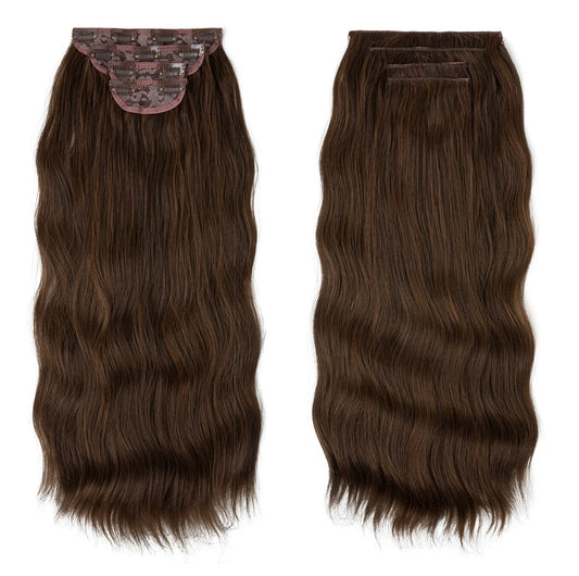 2# BROWN - SUPER THICK 22” 4 PIECE WAIST Length WAVE CLIPS IN HAIR Extensions