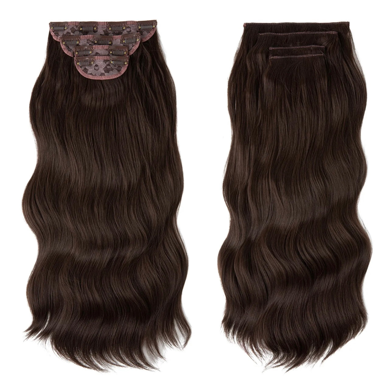 4 BROWN - SUPER THICK 22” 4 PIECE WAIST Length WAVE CLIPS IN HAIR Extensions