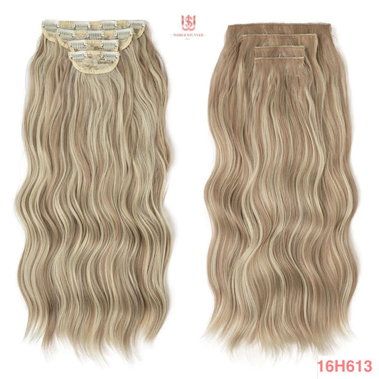 16H613 - SUPER THICK 22” 4 PIECE WAIST Length WAVE CLIPS IN HAIR Extensions