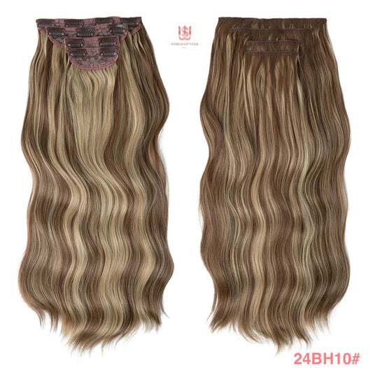 24BH10 - SUPER THICK 22” 4 PIECE WAIST Length WAVE CLIPS IN HAIR Extensions